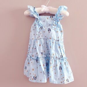 Toddler Girl’s Bluey Summer Dress! Size 2T Blue with flowers.